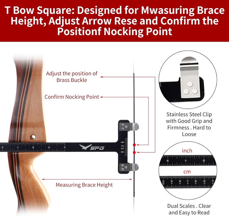 SP.G Bow Square Level Kit 2 Pack - Archery Bow String Level Turning Kit, T-Shape Measurement Tool for Recurve Bows - Image 3